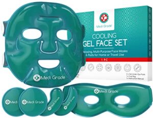 Medi Grade Cooling Face Mask & Cold Eye Masks for Puffy Eyes Set - Soothing Gel Ice Face Mask