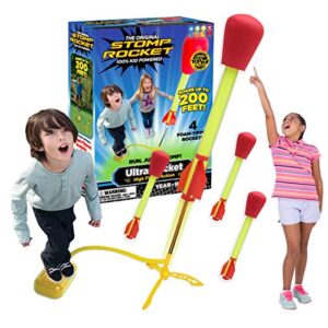 Stomp Rocket Original Ultra Rocket Launcher for Kids - Soars 200 Feet - 4 High Flying Rockets and Adjustable Launcher - Fun Outdoor Toy and Gift for Boys or Girls Age 5+ Years Old