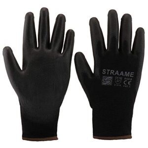Straame Pack of 12 or 24 Black Safety Work Gloves