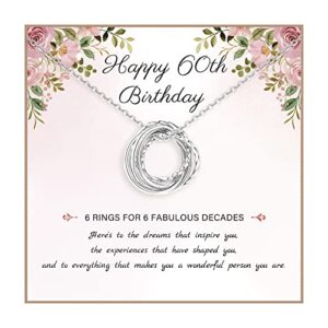 Birthday Gifts for Women 925 Sterling Silver Birthday Necklace 3 4 5 6 7 Decade Interlocking Circles Necklace Happy 30th 40th 50th 60th 70th Birthday Necklaces for Daughter Mom Birthday Jewelry