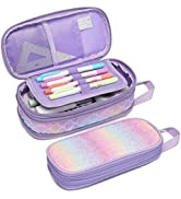 Bagseri Pencil Case for Girls, Large Capacity Pencil Case Cute Pencil Case with Double Zip Closur...