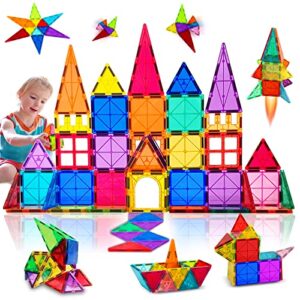 MOOKCUY Magnetic Tiles Toys Ages 3-8 Boys Girls Gift kids Magnetic Building Blocks Set Toysfor Toddlers STEM Creativity Gifts Toys for 3 4 5 6 7 8+ year old Girls Boys Christmas Birthday