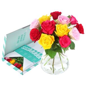BloomPost Mixed Roses - Letterbox Gift - Fresh Flowers Delivered - Bouquet Perfect for Mothers Day