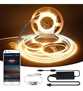 USB COB LED Strip Light Cold White 2M,Flexible Rope Tape Light Dimmable 6000K 5V 320LEDs/M Self-A...