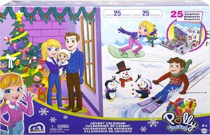 Polly Pocket Advent Calendar with Winter Family Fun Theme & 25 Days of Surprises (34 Total Play Pieces) to Discover: Pocket Family Dolls