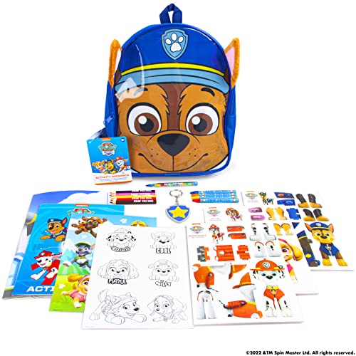 Paw Patrol Chase Activity Backpack For Boys And Girls - Kids Activity Packs - Back To School Stationery Sticker Book Bag - Kids Travel Activity Packs For Holidays