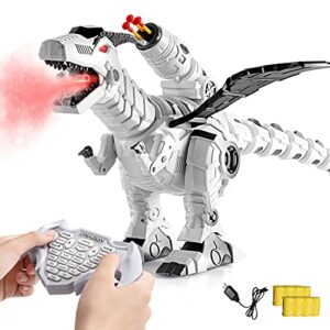 Remote Control Robot Dinosaur Toy with Mist Spray and Soft Bullets Shooting