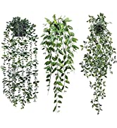 Cekene 6PCS 39Ft Artificial Eucalyptus Garland with Willow Leaves Faux Hanging Eucalyptus Vines P...