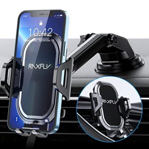 RAXFLY Car Phone Holder Dashboard Mount Phone Holder for Cars Windscreen Air Vent Car Cradle 4 in 1 Strong Suction Hands Free Stand Compatible with iPhone 14 13