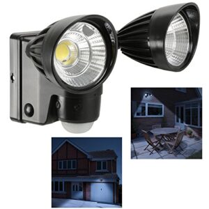 Motion Sensor Battery Powered Twin LED Security Flood Light with PIR [Large]