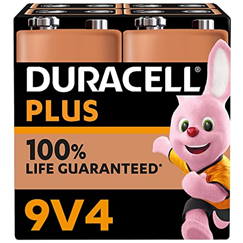 Duracell Plus 9V Alkaline Batteries [Pack of 4]