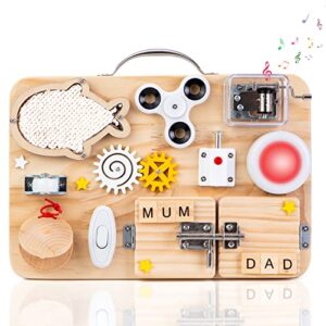 Thedttoy Wooden Busy Board Sensory Toy for Early Development and Autism