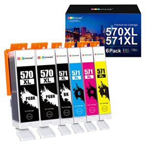 GPC Image Ink Cartridges Replacement for Canon PGI-570XL CLI-571XL Compatible with PIXMA MG5700 MG5750 MG5751 MG6850 MG6851 TS5050 TS5051 TS6050 MG7750 MG6800 MG6850 (Black Cyan Magenta Yellow