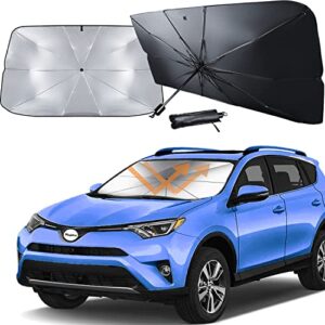 Car Windshield Sunshade SZHTFX Car Front Window Sun Shade Umbrella Foldable Car Windscreen Sun Shade Blocks UV Rays Easy to Use and Store Fits Most Vehicles Keep Car Cooler 55X30 inch
