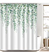 Bonhause Watercolor Floral Shower Curtain 180 x 180 cm Flower Leaves Plant Bathroom Curtain Water...