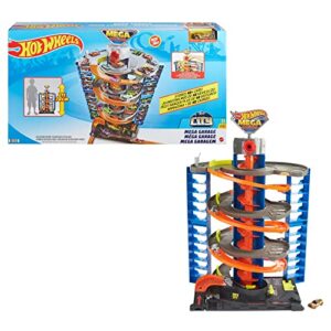 ​Hot Wheels City Mega Garage Playset with Corkscrew Elevator & Storage for 60+ Cars