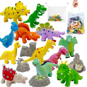 Baby Bath Toys Shower Gifts Dinosaur No Mold BathToys Water Table Pool Boon Bath Toy Organizer Bath Time Infant Bathtub Tub Toy Set Mold Free Bath Toys for Toddlers Kids Ages 3 4 5 6 7 8 Boys Girls