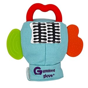 Gummee Glove Teething Mitten for Babies 6 Months + Detachable Teether Teething Ring Baby Shower Premium Quality 100% Cotton and Food Grade Silicone EN71 Tested Perfect Teething