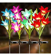 Joomer Außen Solarleuchte Garten, 4 Stück Solar Garten Lampen mit LED Rose Lichter, Wasserdicht S...