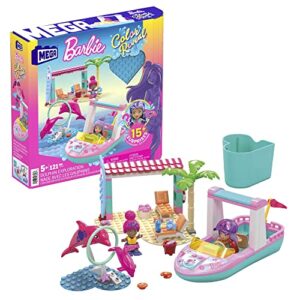 ​MEGA Barbie Color Reveal Dolphin Exploration toy building set with 10+ surprises
