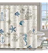 Bonhause Nautical Sailboat Shower Curtain 180 x 180 cm Lighthouse Compass Anchor Bathroom Curtain...