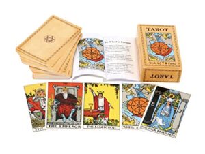 Qualis Tarot Cards Original Smith-Waite Rider Centennial Deck with 100 Page Guide Book - Pamela Colman Beginners or Experienced- tarot Decks for beginner - 78Pcs/Se