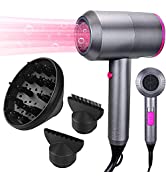 Professional Hair Dryer,JIAABCHOMO 2000W Powerful Ionic Hairdryer with Diffuser Blow Dryer with 2...