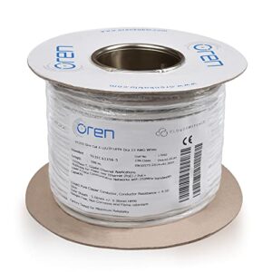 Oren CAT6 100m Ethernet Cable White - Slim - 23 AWG Pure Copper Wire - 250 MHz Bandwidth UTP Internet LAN Network Cable - Halogen Free