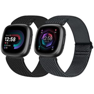 enkic 2 Pack Elastic Watch Strap Compatible with Fitbit Versa 4/Fitbit Versa 3 Strap/Fitbit Sense 2/Fitbit Sense Strap