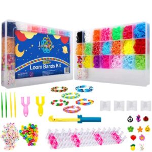 Loomartic 5000+ Colorful Rubber Loom Bands Starter Kit Premium Quality Loom Bands kit in 20 Unique Colors with Beads and Other Accessories for Friendship Bracelet Making kit in Craft Storage Box