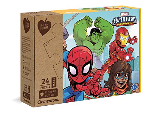 Clementoni - 20262 - Marvel Super Hero - 24 Maxi Pieces - Made In Italy - 100% Recycled Materials