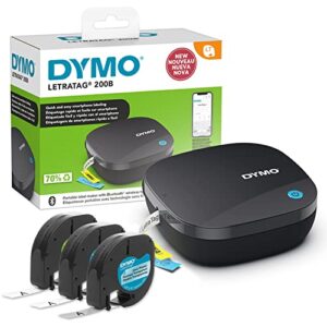 Dymo LetraTag 200B Bluetooth Label Maker Value Pack | Compact Label Printer | Connects Through Bluetooth Wireless Technology to iOS and Android | Includes 3 Assorted Label Tapes