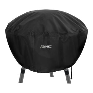 AWNIC Fire Pit Cover Waterproof Round Firepit Cover with 2 Hook and Loop Fasteners 420D Polyester Ø76x30cm