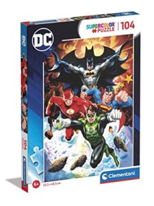 Clementoni 25723 DC Comics Superheroes Puzzle 104pcs Supercolor Justice League-104 Pieces-Jigsaw Kids Age 6