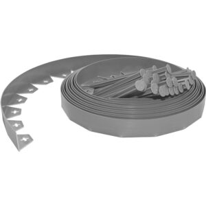 Ram® Grey 10M Metre Flexible Plastic Lawn Edging Border Fence With 40 Securing Pegs