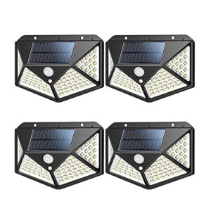 Hsility Solar Lights Outdoor Garden 100 LED Solar Security Lights Outdoor Motion Sensor 270º Solar Powered Lights Waterproof with 3 Modes(Pack of 4)