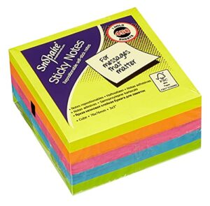 Snopake 76 x 76 mm Neon Assorted Sticky Notes [Cube of 450 Sheets] 11702