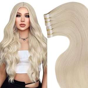 LaaVoo Remy Tapes in Hair Extensions 26 Inch Long Straight Skin Weft hair 2.5g Adhesive in Real Human Hair #613 Light Blonde 20pcs/50g
