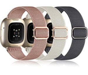 Oielai 3 Pack Compatible with Fitbit Versa 4 Strap/Fitbit Versa 3 Strap/Fitbit Sense Strap for Women Men