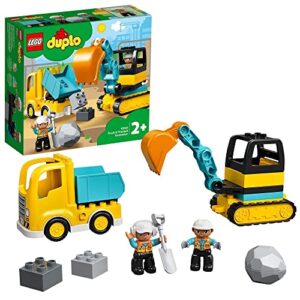 LEGO 10931 DUPLO Town Truck & Tracked Excavator Construction Vehicle Toy for Toddlers 2-4 Years Old Girls & Boys