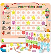 Potty-Training-Chart-with-35 Reusable Magnetic-Stickers. A Dinosaur Potty Chart that Reward Toddl...