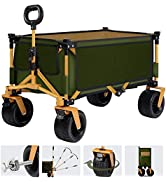 FEAHRZEUG Collapsible Beach Trolley Cart with Brake Heavy Duty Beach Wagon with Brakes 105L Large...