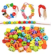 Montessori Toys Gifts for 3 Year Olds, Wooden Toddler Toys for Kids, Educational Learning Threadi...