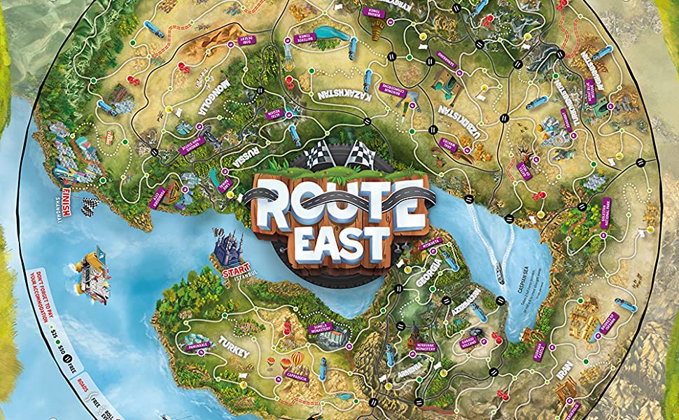 Bank cards route east travel board game