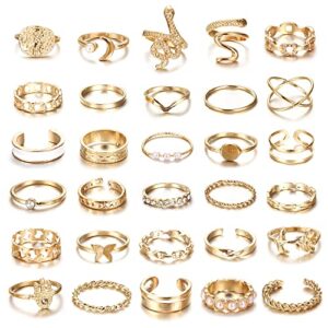 CASSIECA Vintage Gold Knuckle Rings Set