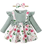 Baby Girl Clothes Baby Dress Ruffle Sleeve Onesie Romper Floral Suspenders Skirt Baby Clothes for...