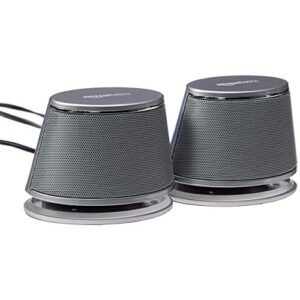Amazon Basics USB-Powered Computer Speakers with Dynamic Sound | Silve