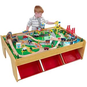 KidKraft 17850 Waterfall Mountain Wooden Train Track Set and Table for kids