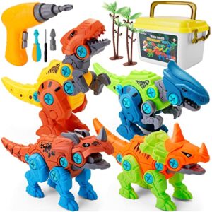 FancyWhoop Take Apart Dinosaur Toys for Kids - STEM Educational DIY Plastic Dinosaurs Set with Drills & Box