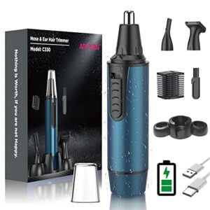 Rechargeable Nose Trimmer Nose Hair Trimmer for Men Ear and Nose Hair Trimmer Nasal Hair Trimmers for Men IPX7 Waterproof Dual Edge Blades Easy Cleansing